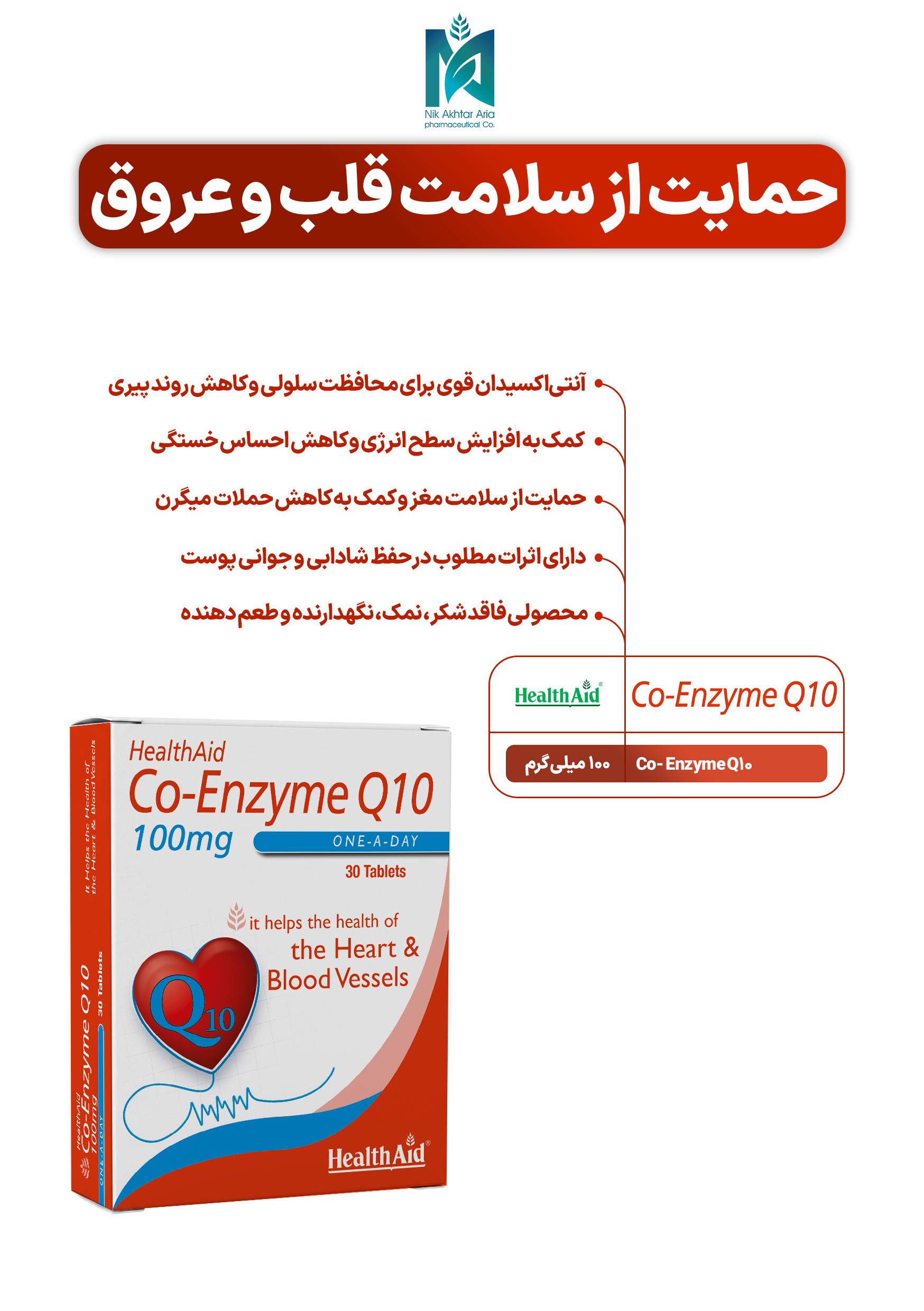 کوآنزیم کیوتن 100 میلی گرم 30 عدد هلث اید